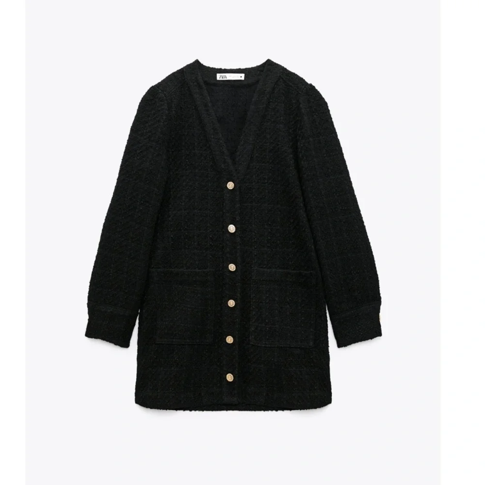 ZARA BLACK TEXTURED WEAVE TWEED DRESS - Picture 5 of 6